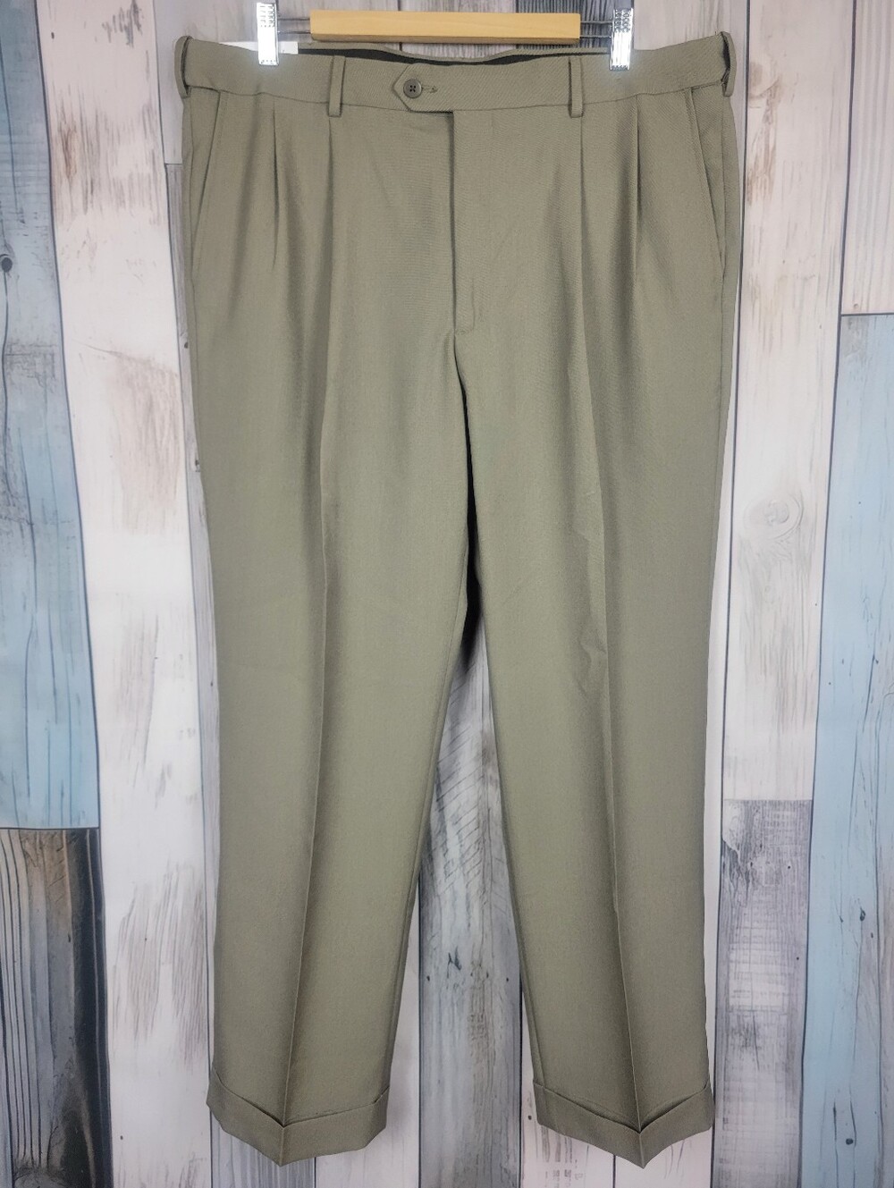 Savane Pleated Dress Pants Stone Gray Size 38 W, 29 L